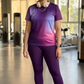 Radiant Abstract Print | Activewear Coord Set Tshirt With Tummy Tuck Purple Leggings | Multi Sport | Odour Free