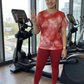 Bright Abstract Print | Activewear Coord Set Tshirt With Tummy Tuck Red Leggings | Multi Sport | Odour Free