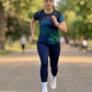 Radiant Abstract Print | Activewear Coord Set Tshirt With Tummy Tuck Blue Leggings | Multi Sport | Odour Free