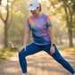 Upbeat Abstract Print | Activewear Coord Set Tshirt With Tummy Tuck Blue Leggings | Multi Sport | Odour Free