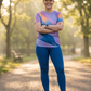 Upbeat Abstract Print | Activewear Coord Set Tshirt With Tummy Tuck Blue Leggings | Multi Sport | Odour Free