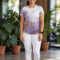 Must Have Abstract Print | Activewear Coord Set Tshirt With Tummy Tuck White Leggings | Multi Sport | Odour Free