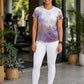 Must Have Abstract Print | Activewear Coord Set Tshirt With Tummy Tuck White Leggings | Multi Sport | Odour Free