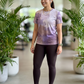 Comforting Abstract Print | Activewear Coord Set Tshirt With Tummy Tuck Brown Leggings | Multi Sport | Odour Free