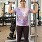 Comforting Abstract Print | Activewear Coord Set Tshirt With Tummy Tuck Brown Leggings | Multi Sport | Odour Free