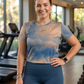 New Arrival Abstract Print | Activewear Coord Set Tshirt With Tummy Tuck Blue Leggings | Multi Sport | Odour Free