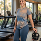 New Arrival Abstract Print | Activewear Coord Set Tshirt With Tummy Tuck Blue Leggings | Multi Sport | Odour Free