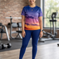 Beautiful Sky Print | Activewear Coord Set Tshirt With Tummy Tuck Blue Leggings | Multi Sport | Odour Free