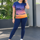 Beautiful Sky Print | Activewear Coord Set Tshirt With Tummy Tuck Blue Leggings | Multi Sport | Odour Free