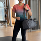 Attractive Gradient Print | Activewear Coord Set Tshirt With Tummy Tuck Black Leggings | Multi Sport | Odour Free