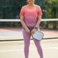 Charming Gradient Print | Activewear Coord Set Tshirt With Tummy Tuck Purple Leggings | Multi Sport | Odour Free