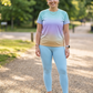 Pretty Pastel Gradient Print | Activewear Coord Set Tshirt With Tummy Tuck Blue Leggings | Multi Sport | Odour Free