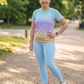 Pretty Pastel Gradient Print | Activewear Coord Set Tshirt With Tummy Tuck Blue Leggings | Multi Sport | Odour Free