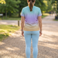 Pretty Pastel Gradient Print | Activewear Coord Set Tshirt With Tummy Tuck Blue Leggings | Multi Sport | Odour Free