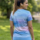 Balmy Abstract Print | Activewear Coord Set Tshirt With Tummy Tuck Blue Leggings | Multi Sport | Odour Free