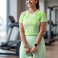 Serene Abstract Print | Activewear Coord Set Tshirt With Tummy Tuck Green Leggings | Multi Sport | Odour Free