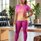 Beaming Chevron Print | Activewear Coord Set Tshirt With Tummy Tuck Pink Leggings | Multi Sport | Odour Free