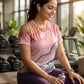 Stunning Fluid Art Print | Activewear Coord Set Tshirt With Tummy Tuck Brown Leggings | Multi Sport | Odour Free