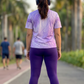 Fresh Fluid Art Print | Activewear Coord Set Tshirt With Tummy Tuck Purple Leggings | Multi Sport | Odour Free