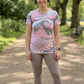 Modern Fluid Art Print | Activewear Coord Set Tshirt With Tummy Tuck Leggings | Multi Sport | Odour Free