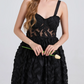 Fabulous Pink Lace Mesh Black Party Dress