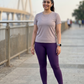 Smart Solid Print | Activewear Coord Set Tshirt With Tummy Tuck Purple Leggings | Multi Sport | Odour Free
