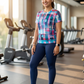 Refreshing Geometric Print | Activewear Coord Set Tshirt With Tummy Tuck Blue Leggings | Multi Sport | Odour Free