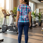 Refreshing Geometric Print | Activewear Coord Set Tshirt With Tummy Tuck Blue Leggings | Multi Sport | Odour Free