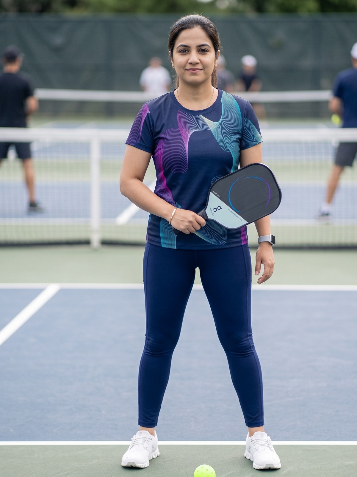 Splendid Spiral Print | Activewear Coord Set Tshirt With Tummy Tuck Blue Leggings | Multi Sport | Odour Free