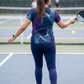 Splendid Spiral Print | Activewear Coord Set Tshirt With Tummy Tuck Blue Leggings | Multi Sport | Odour Free