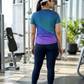 Evergreen Lines Print | Activewear Coord Set Tshirt With Tummy Tuck Black Leggings | Multi Sport | Odour Free
