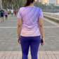 Fantastic Sway Lines Print | Activewear Coord Set Tshirt With Tummy Tuck Purple Leggings | Multi Sport | Odour Free