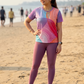 Subtle Circular Print | Activewear Coord Set Tshirt With Tummy Tuck Leggings | Multi Sport | Odour Free