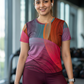 Bright Circular Print | Activewear Coord Set Tshirt With Tummy Tuck Wine Leggings | Multi Sport | Odour Free