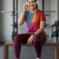 Bright Circular Print | Activewear Coord Set Tshirt With Tummy Tuck Wine Leggings | Multi Sport | Odour Free