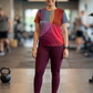Bright Circular Print | Activewear Coord Set Tshirt With Tummy Tuck Wine Leggings | Multi Sport | Odour Free