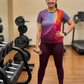Bright Circular Print | Activewear Coord Set Tshirt With Tummy Tuck Wine Leggings | Multi Sport | Odour Free