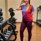 Bright Circular Print | Activewear Coord Set Tshirt With Tummy Tuck Wine Leggings | Multi Sport | Odour Free
