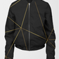 Classy Golden Lines Printed Bomber Jacket With Leggings Black Co Ord Set
