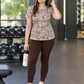 Bestseller Pixel Design | Activewear Coord Set Tshirt With Tummy Tuck Brown Leggings | Multi Sport | Odour Free