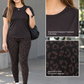 Popular Solid Tee With Leopard Print | Activewear Coord Set Tshirt With Tummy Tuck Leggings | Multi Sport | Odour Free