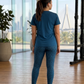 Chic Leopard Print | Activewear Coord Set Tshirt With Tummy Tuck Blue Leggings | Multi Sport | Odour Free