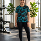 Wonderful Triangular Print | Activewear Coord Set Tshirt With Tummy Tuck Black Leggings | Multi Sport | Odour Free