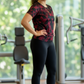 Terrific Triangular Print | Activewear Coord Set Tshirt With Tummy Tuck Black Leggings | Multi Sport | Odour Free