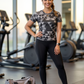 Neat Triangular Print | Activewear Coord Set Tshirt With Tummy Tuck Black Leggings | Multi Sport | Odour Free
