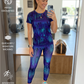 Amazing Blue City Lights Print | Activewear Coord Set Tshirt With Tummy Tuck Leggings | Multi Sport | Odour Free
