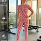 Trendy Abstract Print | Activewear Coord Set Tshirt With Tummy Tuck Leggings | Multi Sport | Odour Free