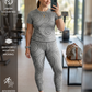 Fresh Grey Swirl Print | Activewear Coord Set Tshirt With Tummy Tuck Leggings | Multi Sport | Odour Free