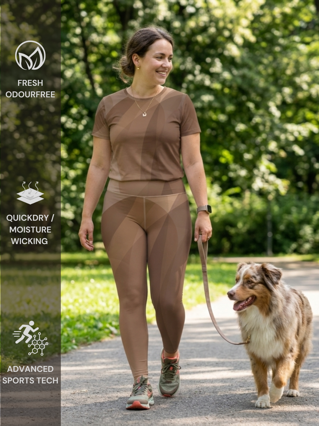 Fabulous Abstract Print | Activewear Coord Set Tshirt With Tummy Tuck Leggings | Multi Sport | Odour Free