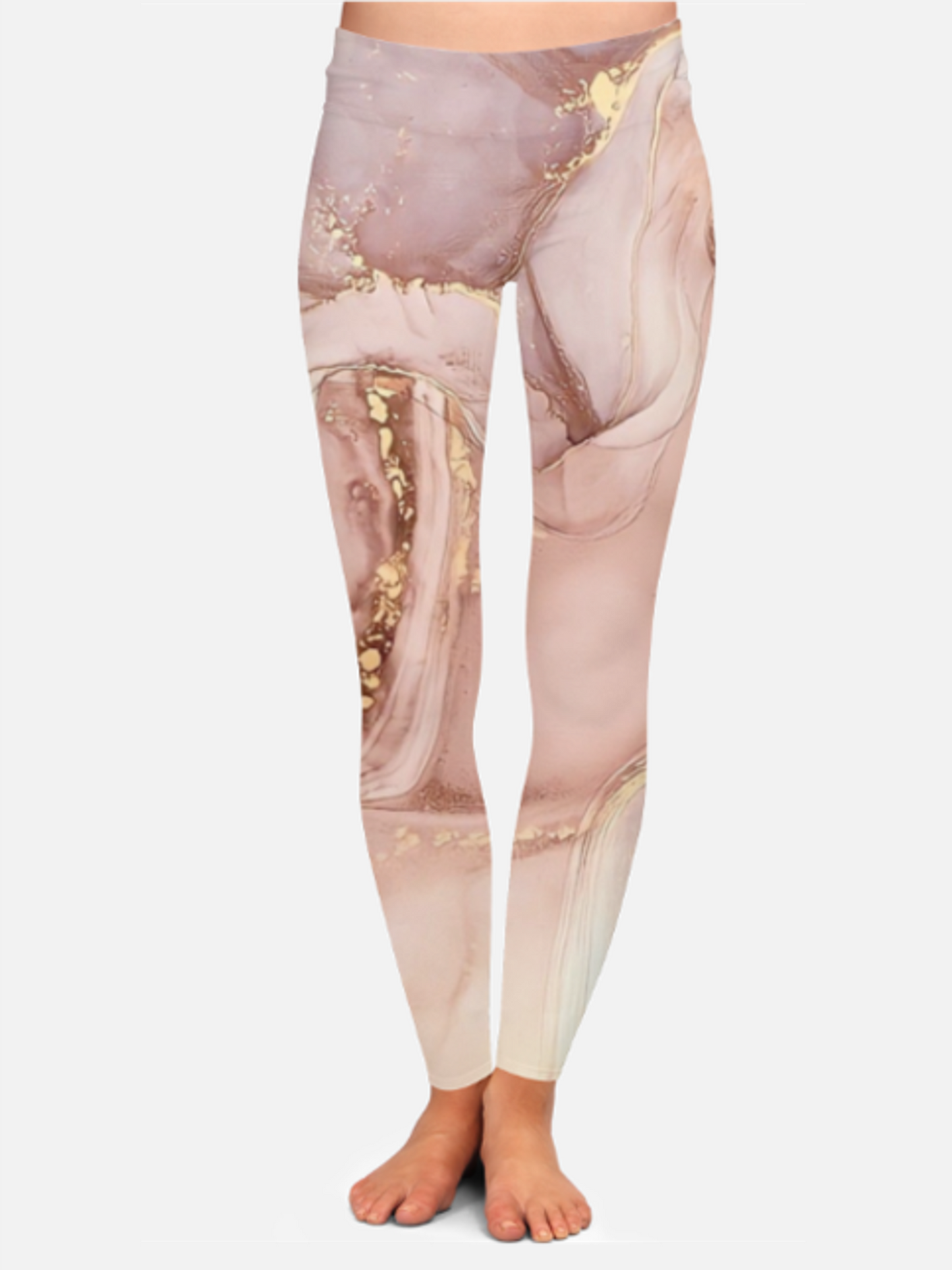 Fashionable Marble Print High Waist Body Shaping Pink Leggings